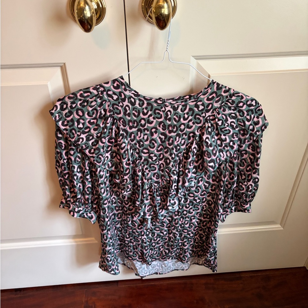 Finley Pink and Black Leopard Print Blouse